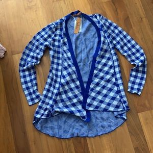 Blue and white cardigan with tags